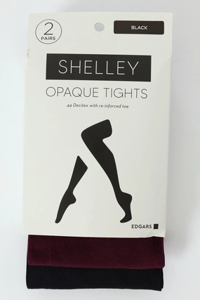 2 Pack Opaque Stockings - Black/Red