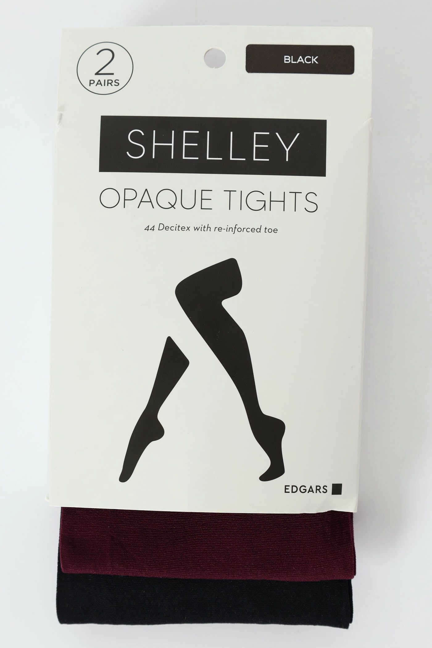 2 Pack Opaque Stockings - Black/Red