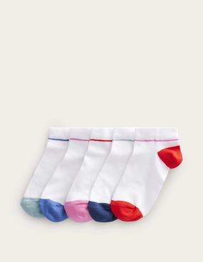 5 Pack Trainer Socks-White, Colourblock