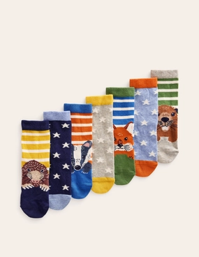 7-Pack Socks-Multi Woodland Animals