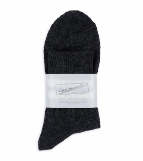Anonymous Ism Slub Line Q Socks: Black Melange