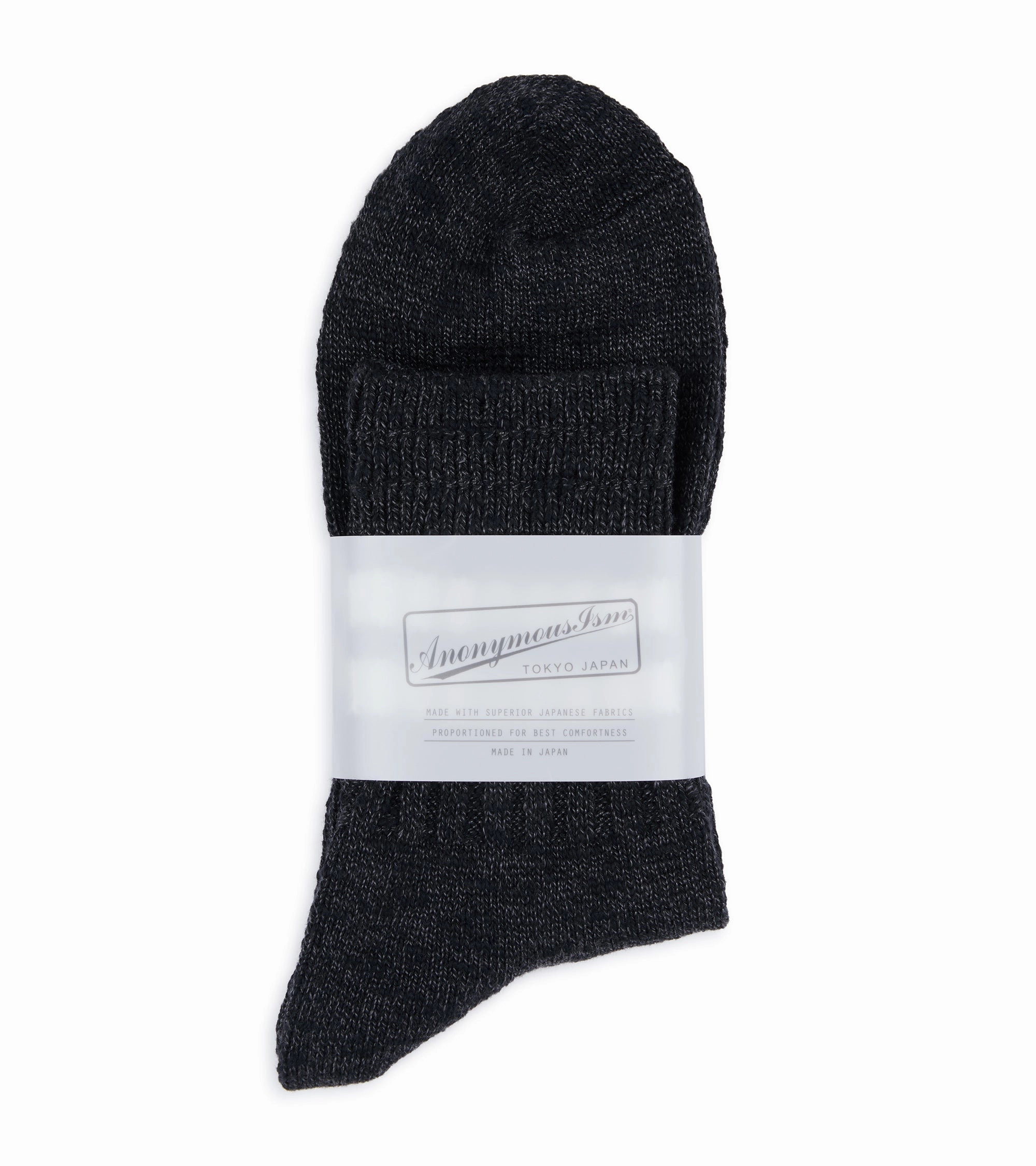 Anonymous Ism Slub Line Q Socks: Black Melange