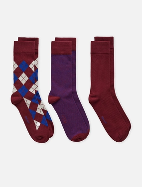 Argyle Socks 3 Pack Plumped Red