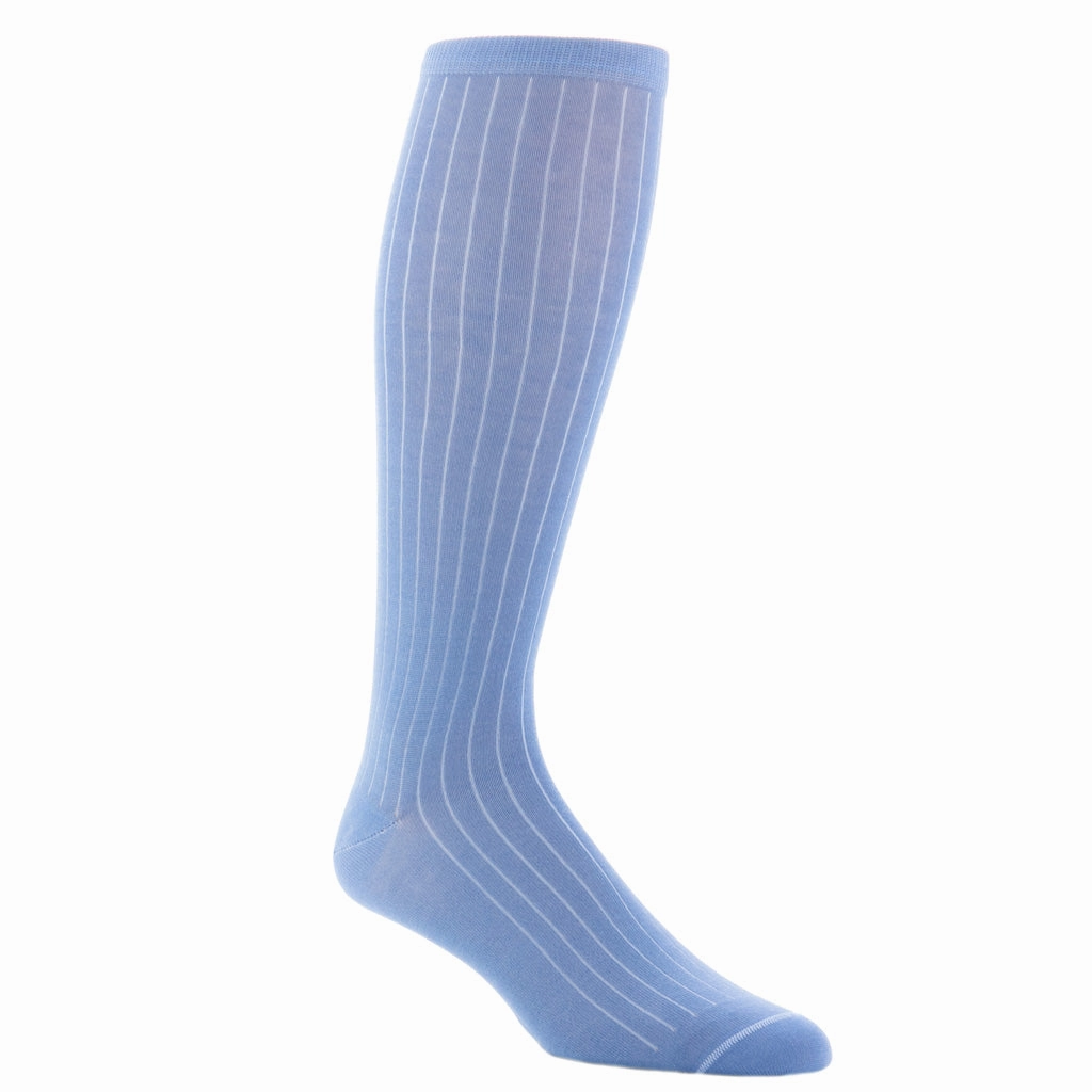 Azure Blue Solid Ribbed Cotton Sock Linked Toe OTC