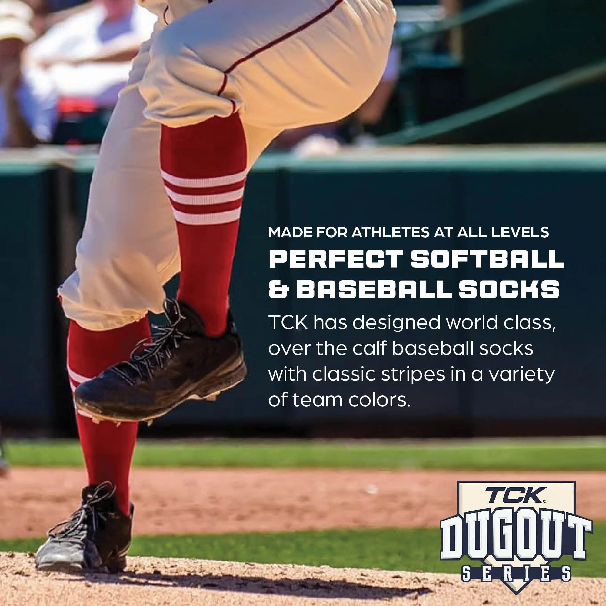 Baseball Stirrup Socks with Stripes Pattern E
