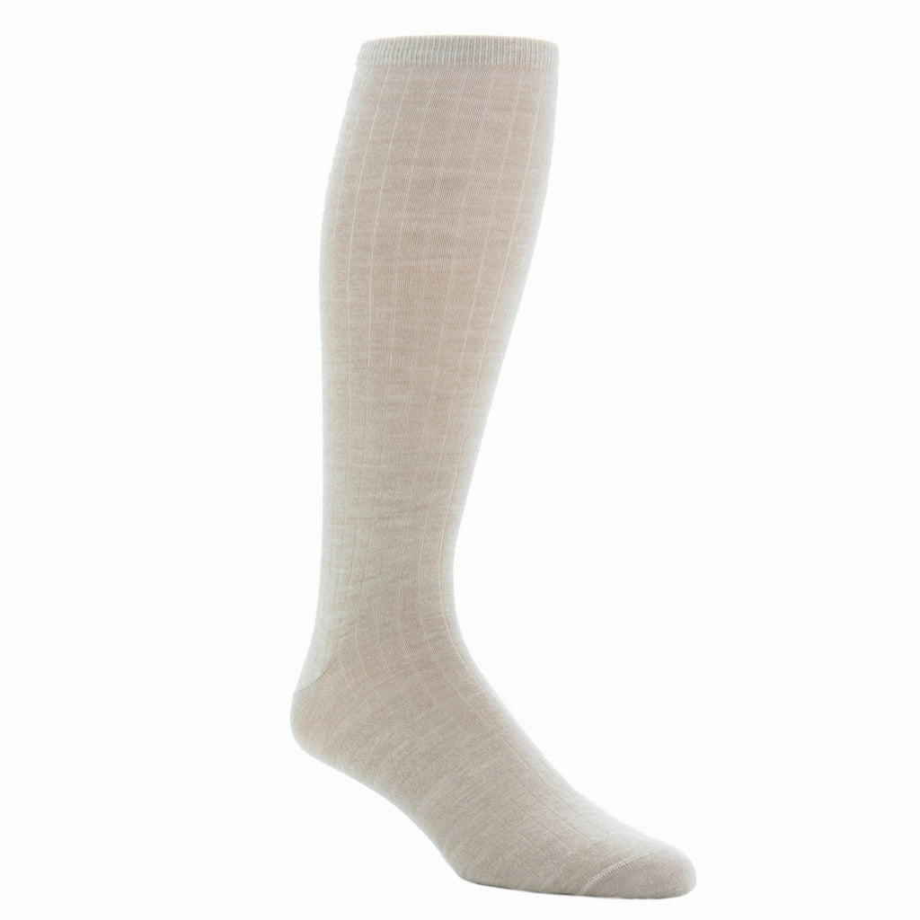 Camel Solid Wide Ribbed Cashmere Wool Blend Sock Linked Toe OTC
