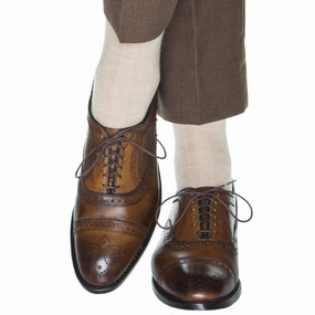 Camel Solid Wide Ribbed Cashmere Wool Blend Sock Linked Toe OTC