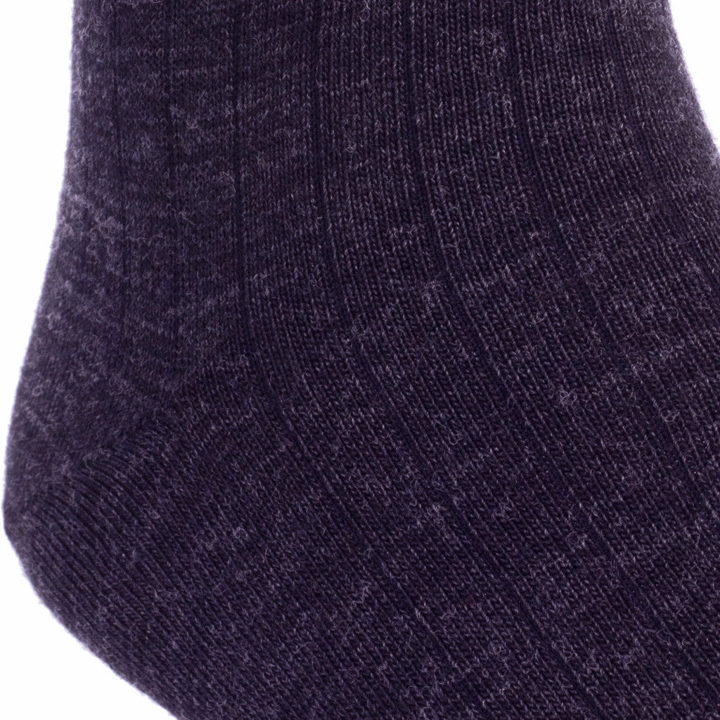 Charcoal Solid Ribbed Fine Merino Wool Sock Linked Toe OTC