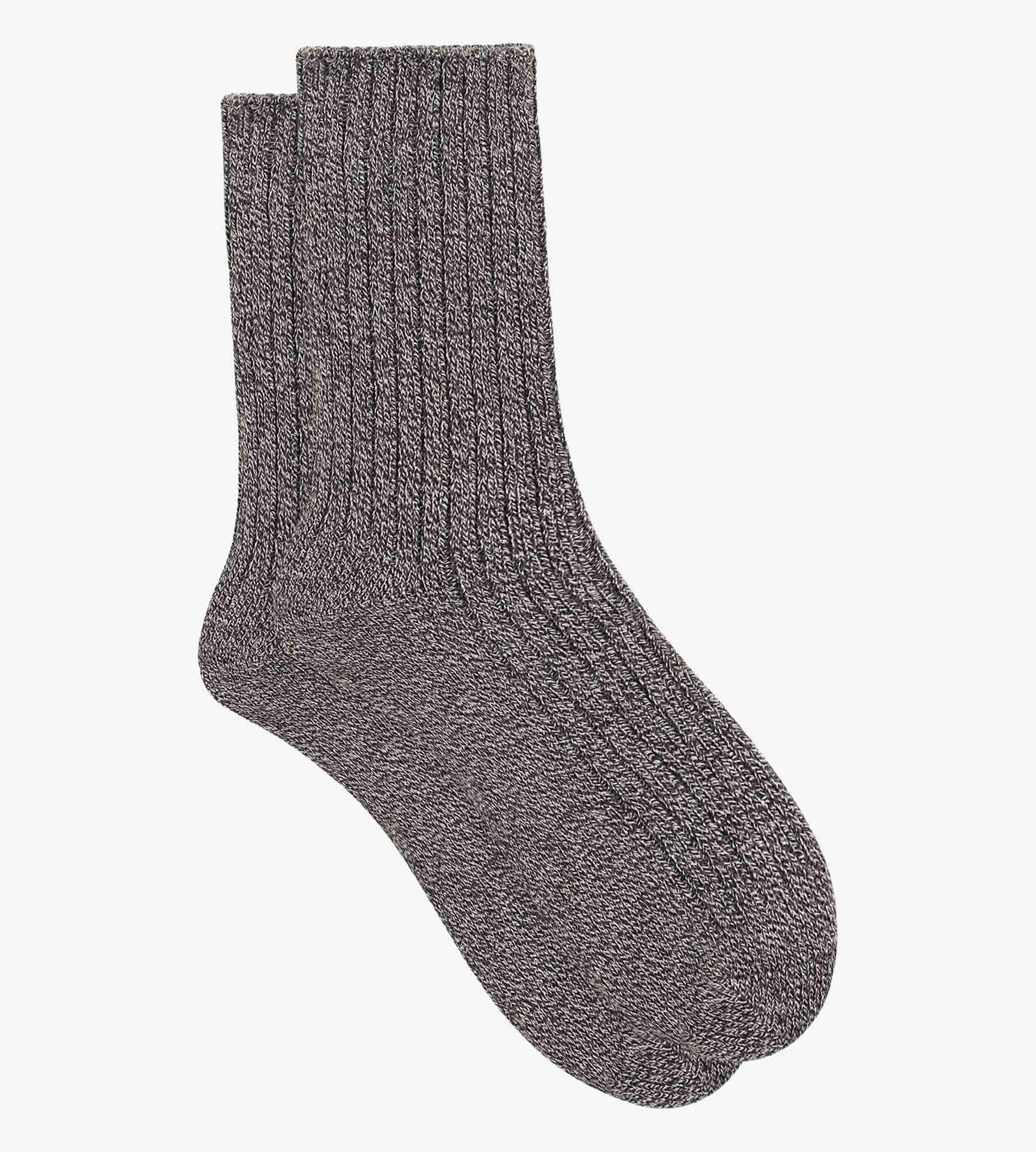 Chaussettes femme en maille côtelée unie Gris Chiné Dim Bambou