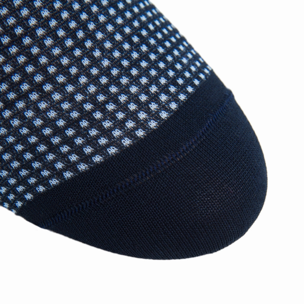 Classic Navy and Sky Blue Grenadine Cotton Sock Linked Toe OTC