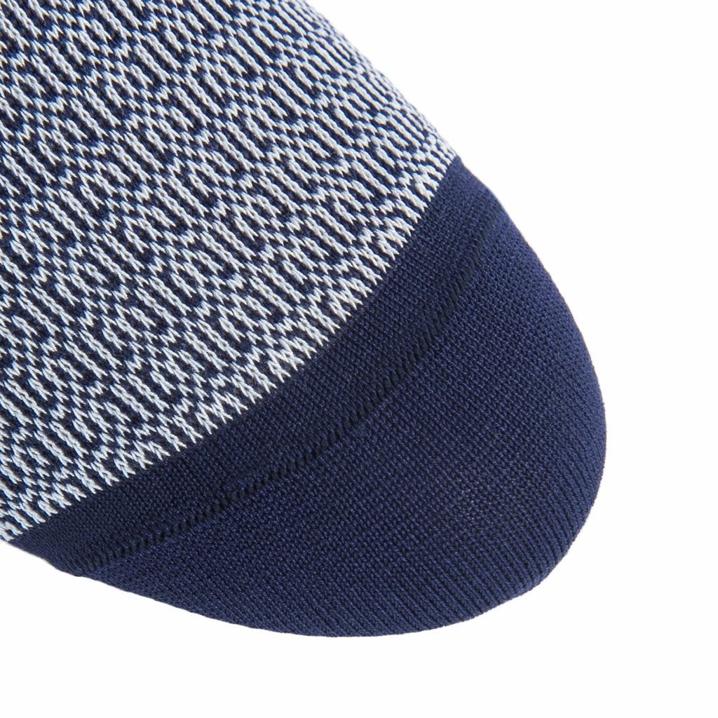 Classic Navy with Ash Chain Link Cotton Sock Linked Toe Mid-Calf