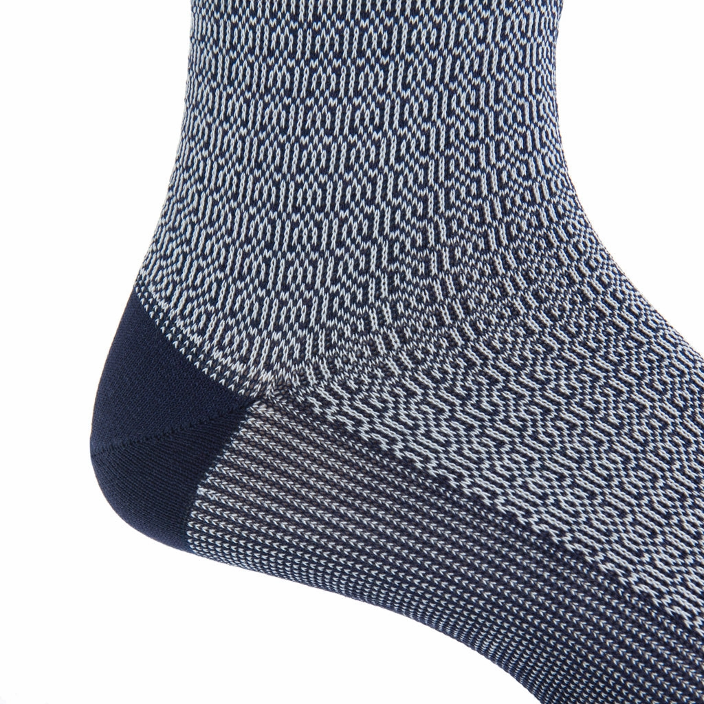 Classic Navy with Ash Chain Link Cotton Sock Linked Toe Mid-Calf