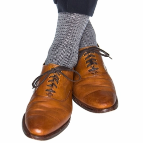 Classic Navy with Ash Chain Link Cotton Sock Linked Toe Mid-Calf