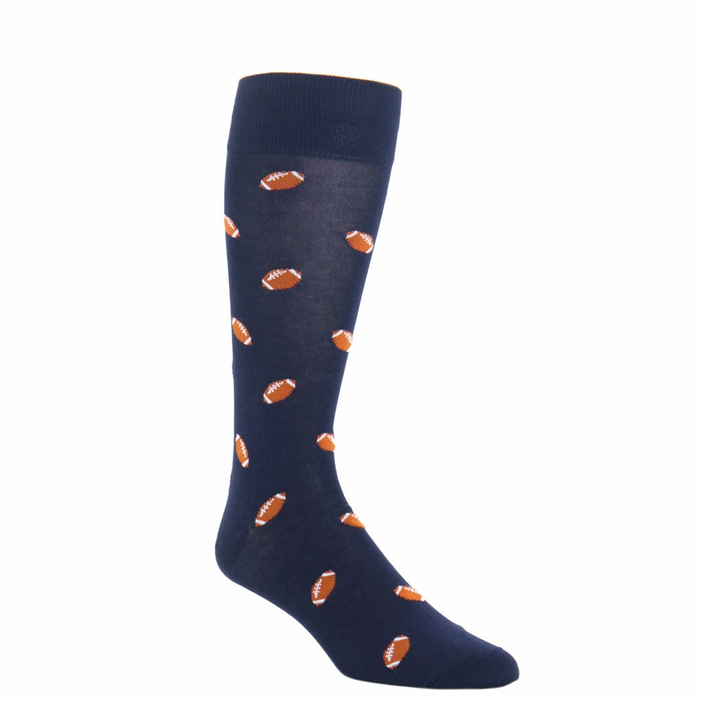 Classic Navy with Burnt Orange Football Cotton Sock Linked Toe OTC