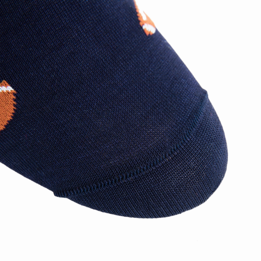 Classic Navy with Burnt Orange Football Cotton Sock Linked Toe OTC