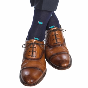 Classic Navy with Ceramic Mask and Red Cross Cotton Sock Linked Toe Mid-Calf