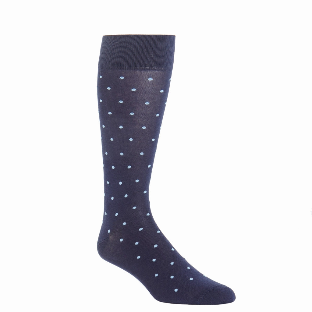 Classic Navy with Sky Blue Dot Cotton Sock Linked Toe OTC