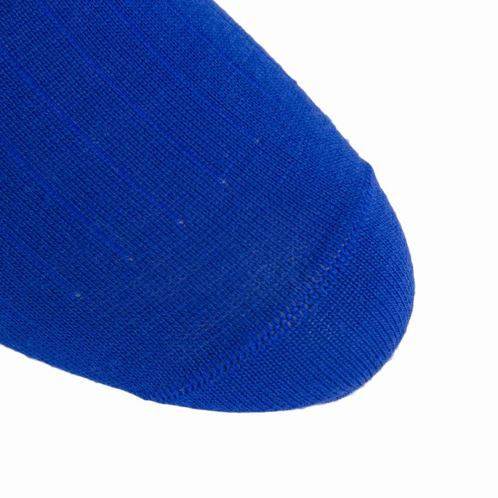 Cobalt Blue Solid Ribbed Fine Merino Wool Sock Linked Toe OTC