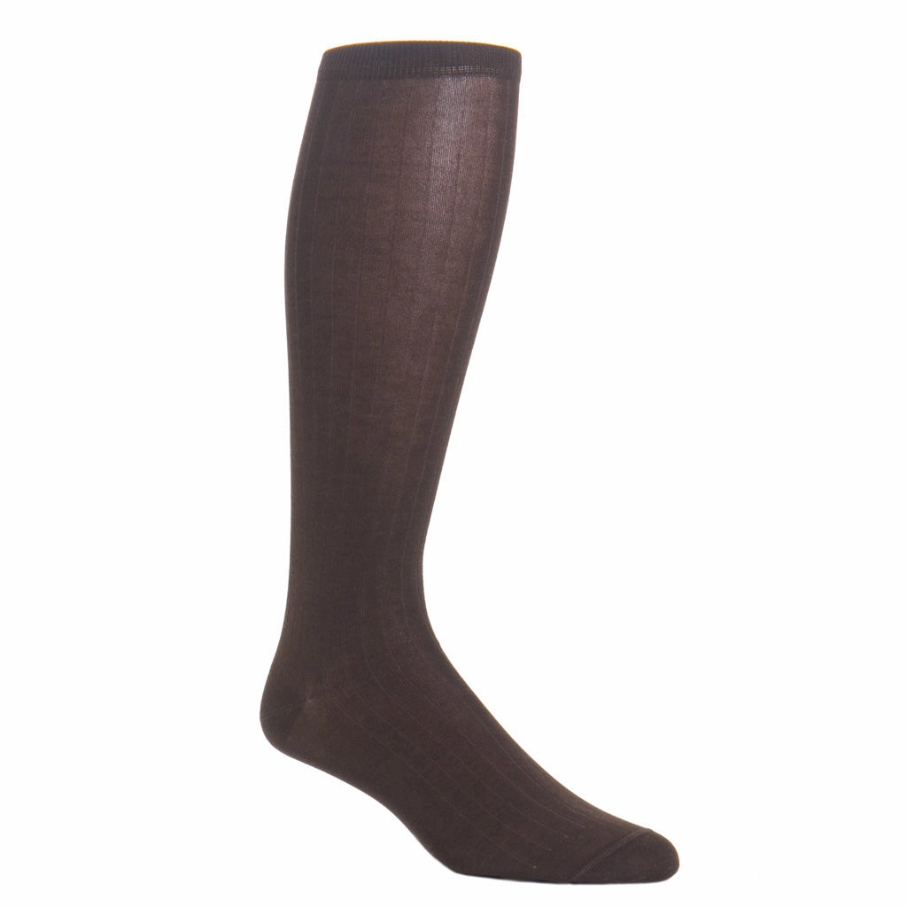 Coffee Brown Solid Ribbed Cotton Sock Linked Toe OTC