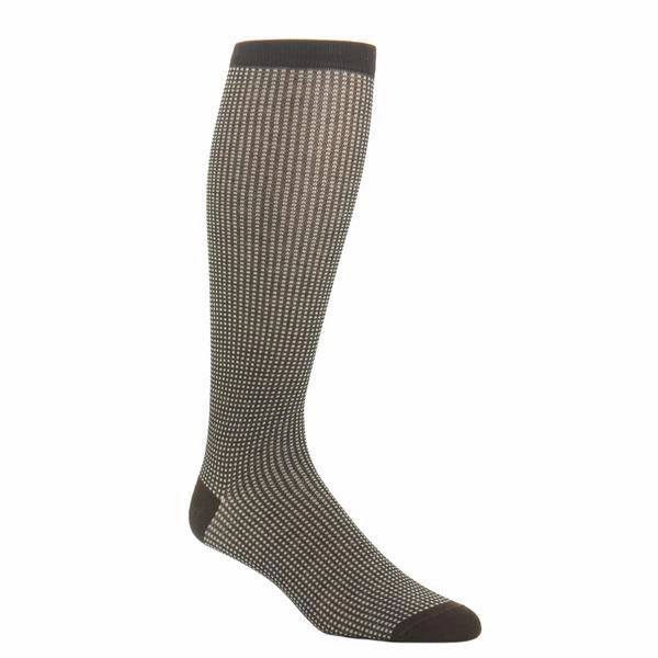 Coffee Brown with Tan Grenadine Cotton Sock Linked Toe Mid-Calf