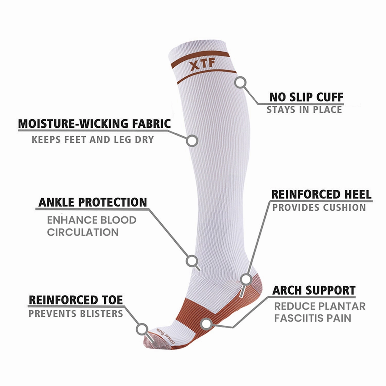 Copper-Infused Graduated Socks (6-Pairs)