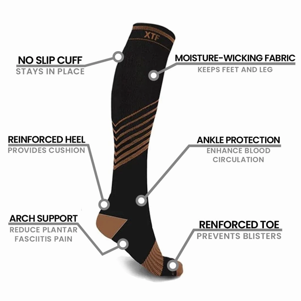 Copper-Infused Ultra V-striped Socks (6-Pairs)