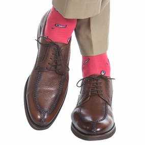 Coral with Ash, Classic Navy, Indigo Blue Paisley Cotton Sock Linked Toe OTC