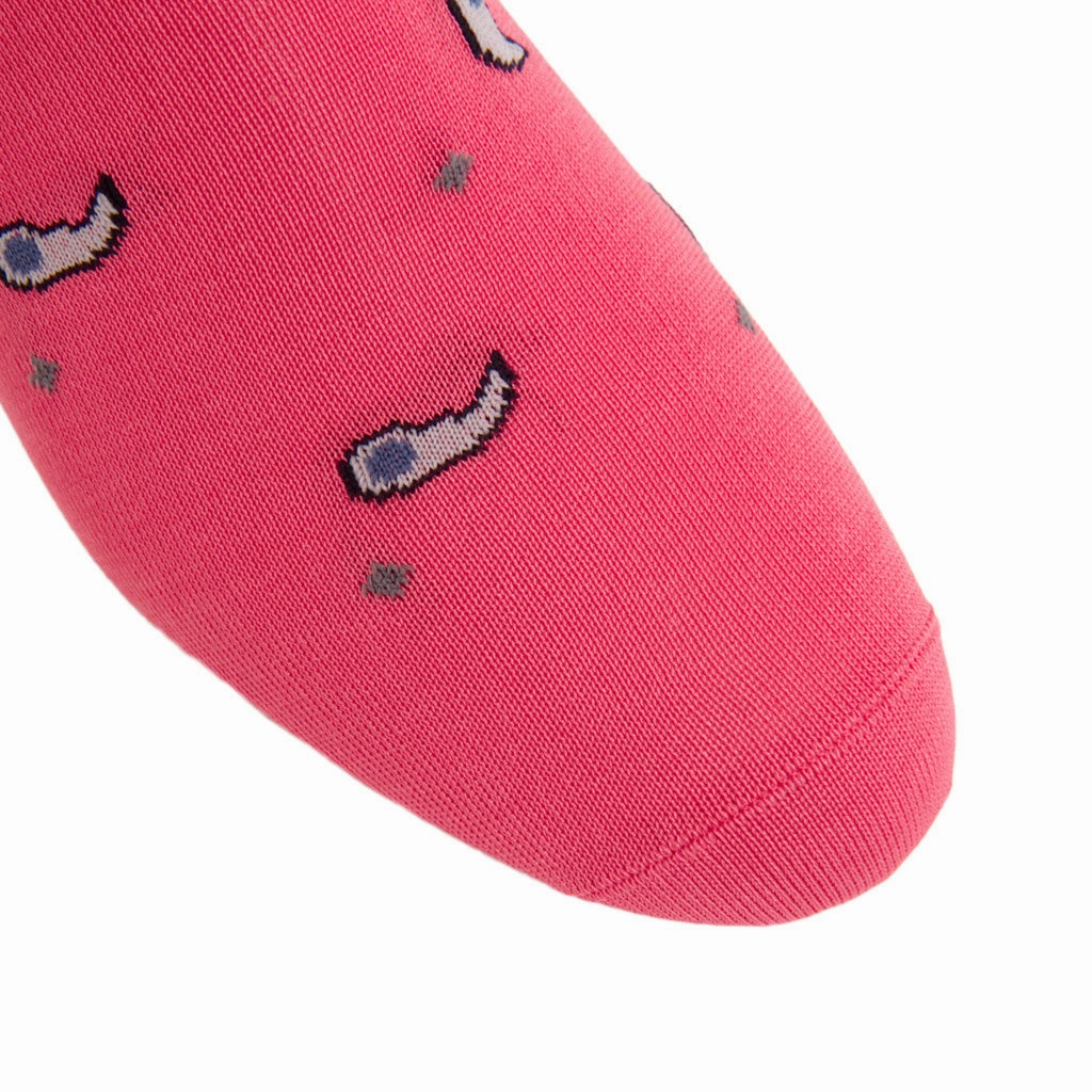 Coral with Ash, Classic Navy, Indigo Blue Paisley Cotton Sock Linked Toe OTC