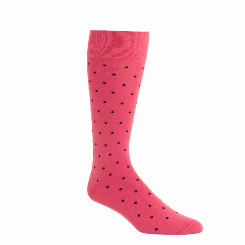 Coral with Classic Navy Dot Cotton Sock Linked Toe OTC