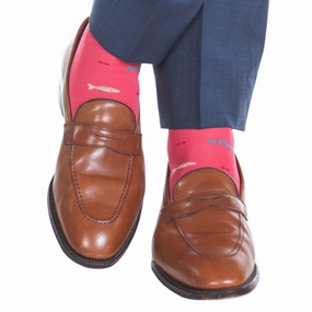Coral with Pink, Ceramic, Cream Bone Fish Cotton Sock Linked Toe OTC