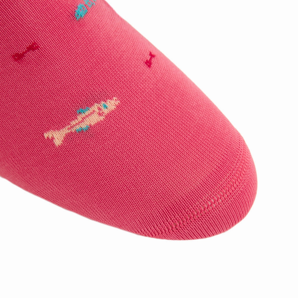 Coral with Pink, Ceramic, Cream Bone Fish Cotton Sock Linked Toe OTC