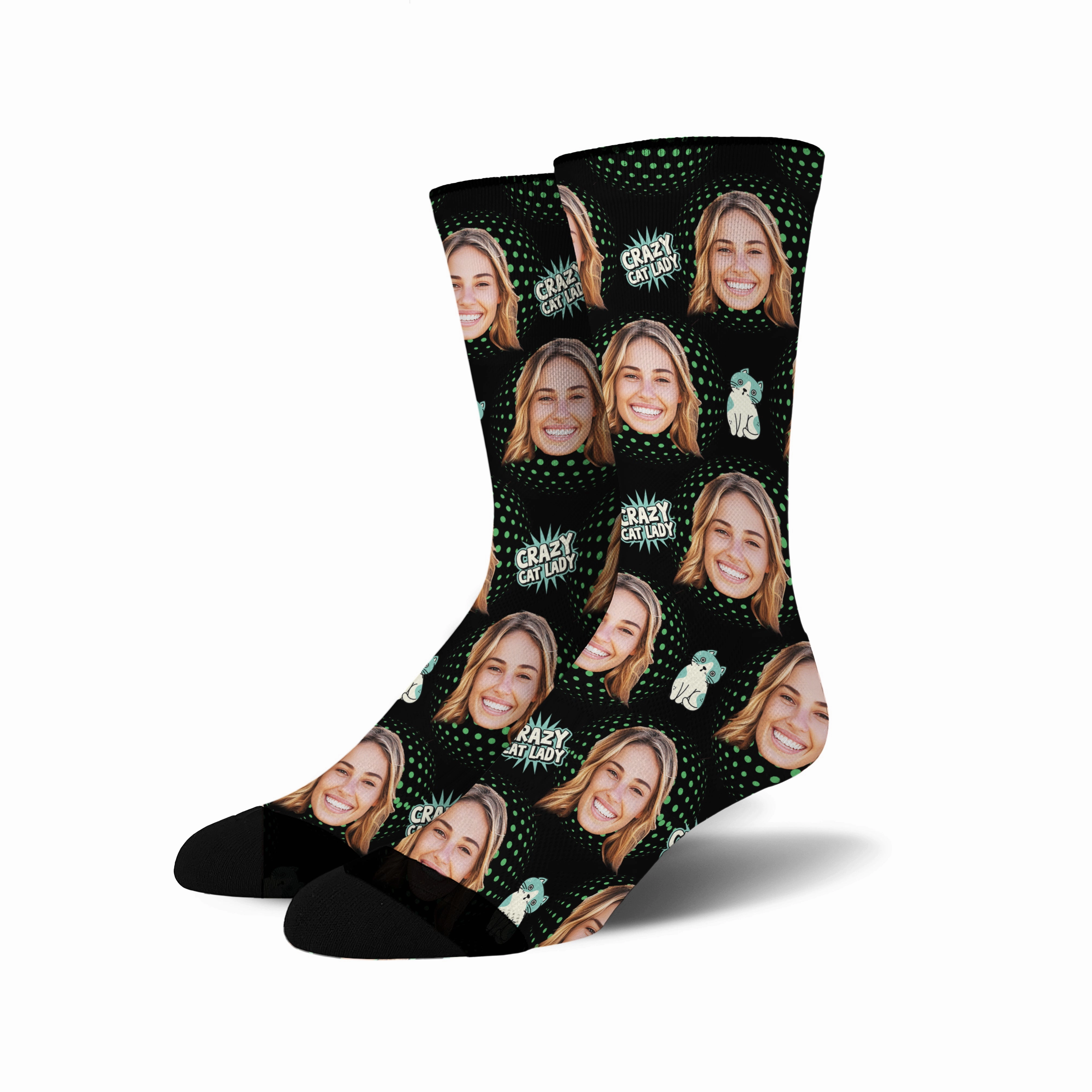 Custom Face Socks - Crazy Cat Lady