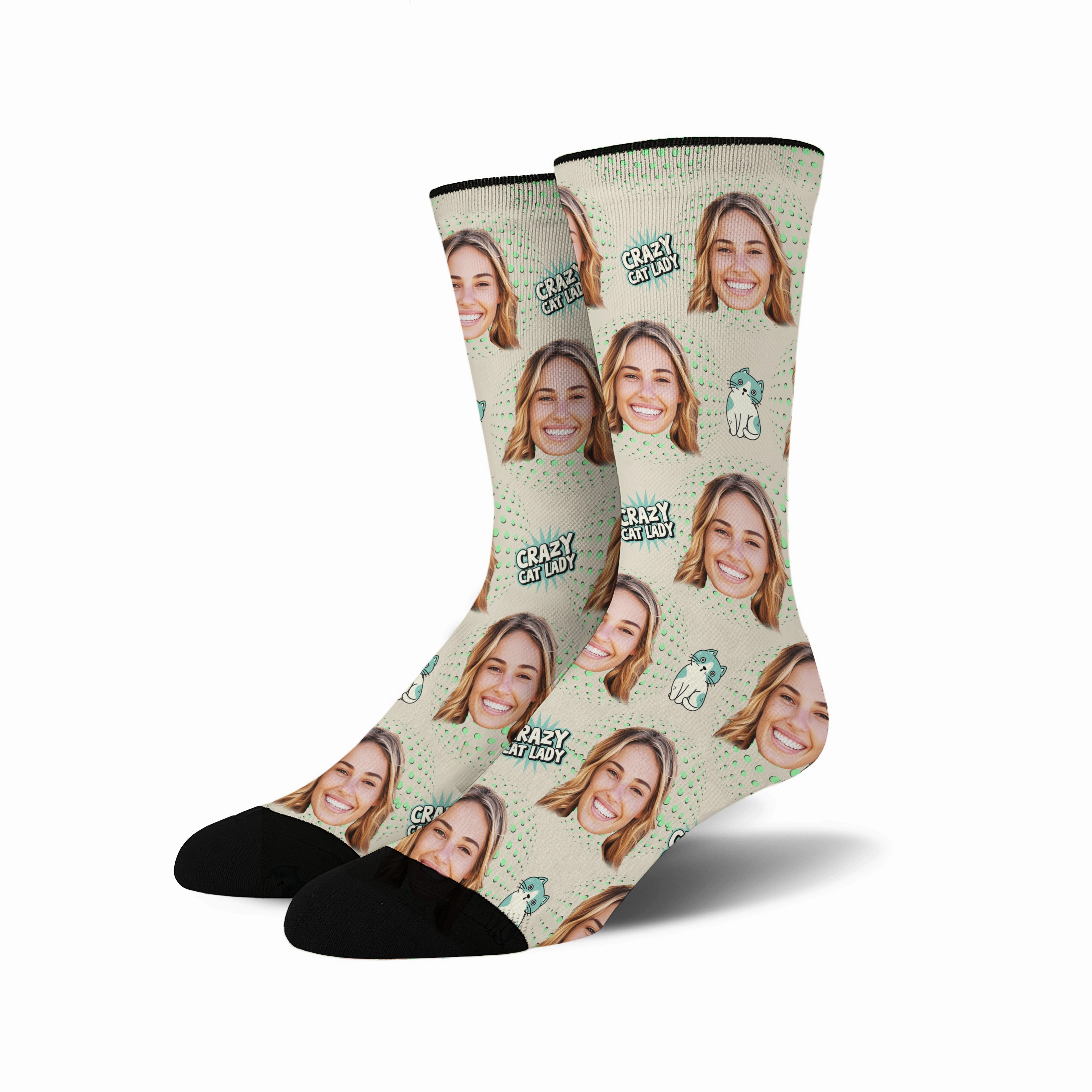 Custom Face Socks - Crazy Cat Lady