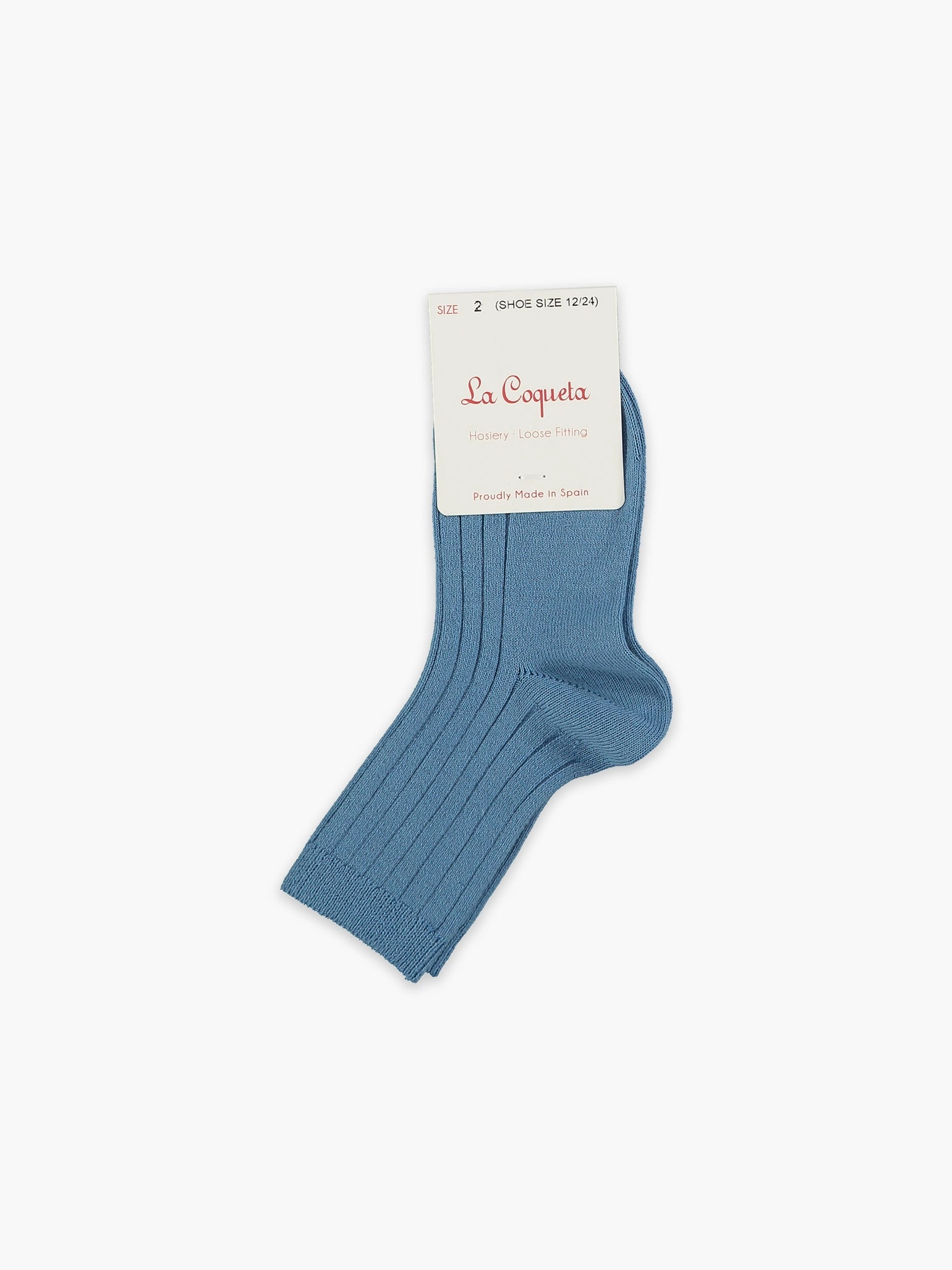 Dusty Blue Ribbed Short Kids Socks