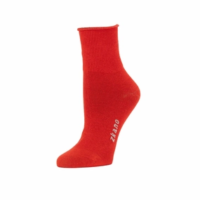 Emmy - 1/4 Height Roll Top Organic Cotton Crew Socks - tomato