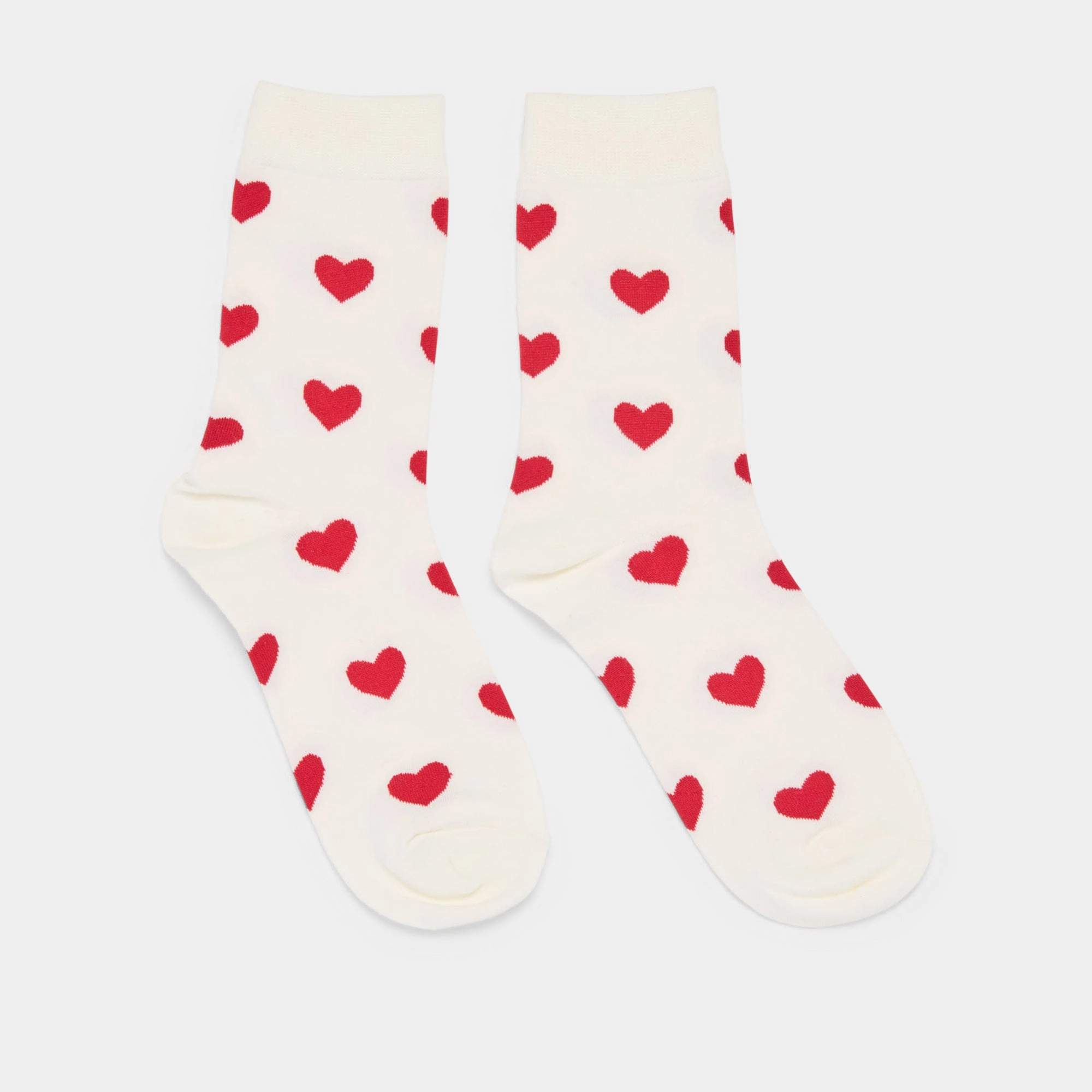 HEARTS CREW SOCKS WHITE RED