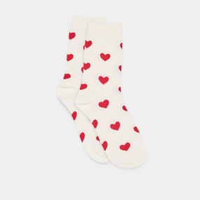 HEARTS CREW SOCKS WHITE RED