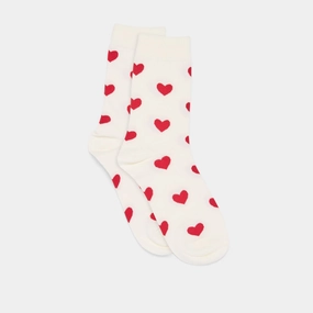 HEARTS CREW SOCKS WHITE RED