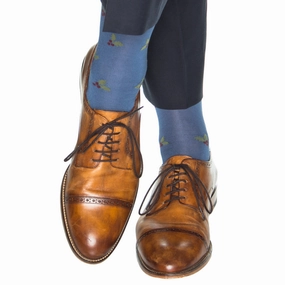 Indigo Blue with Merlot Berry and Pine Sage Holly Cotton Sock Linked Toe OTC