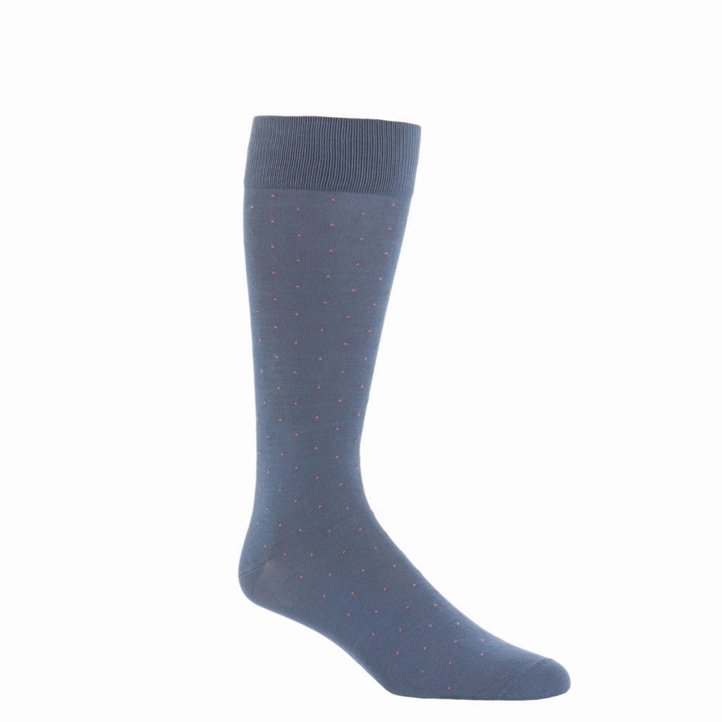 Indigo Blue with Rose Pin Dot Cotton Sock Linked Toe OTC