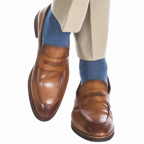 Indigo Blue with Rose Pin Dot Cotton Sock Linked Toe OTC
