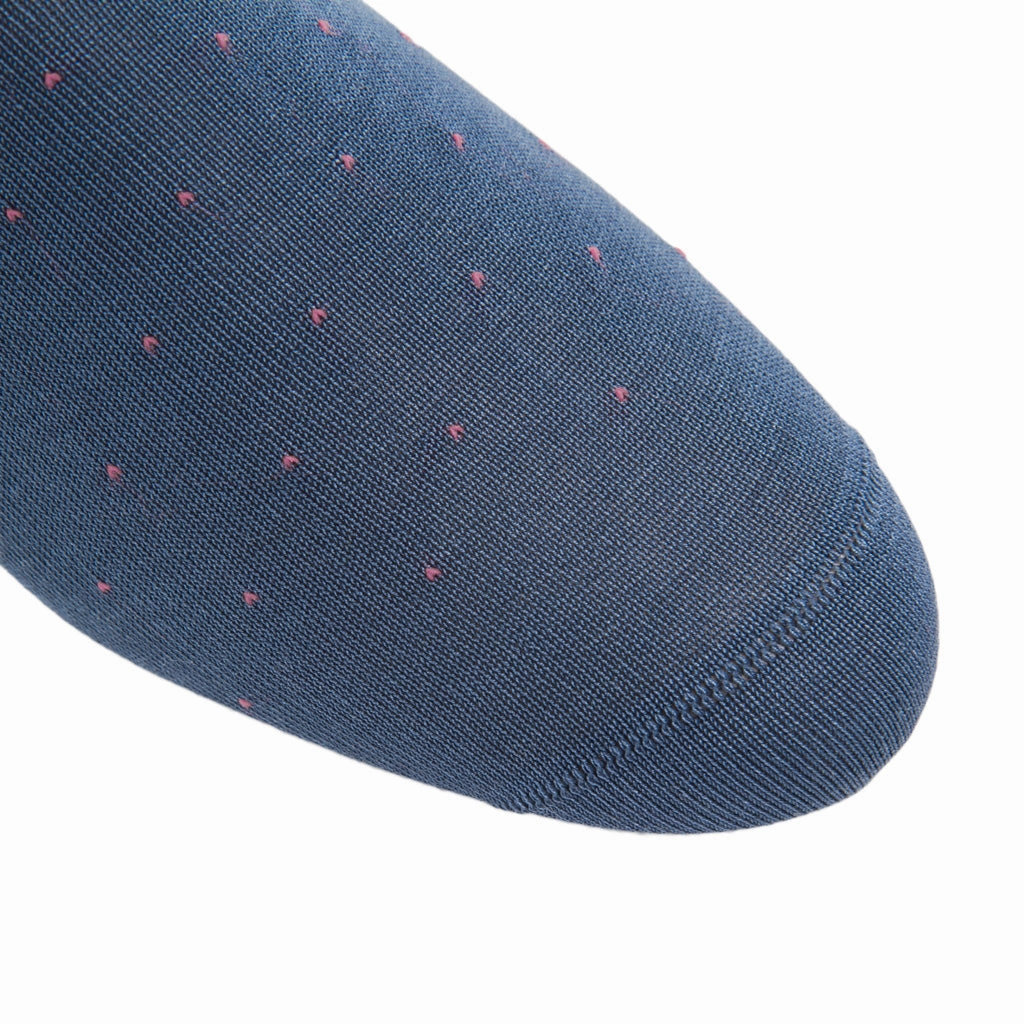 Indigo Blue with Rose Pin Dot Cotton Sock Linked Toe OTC