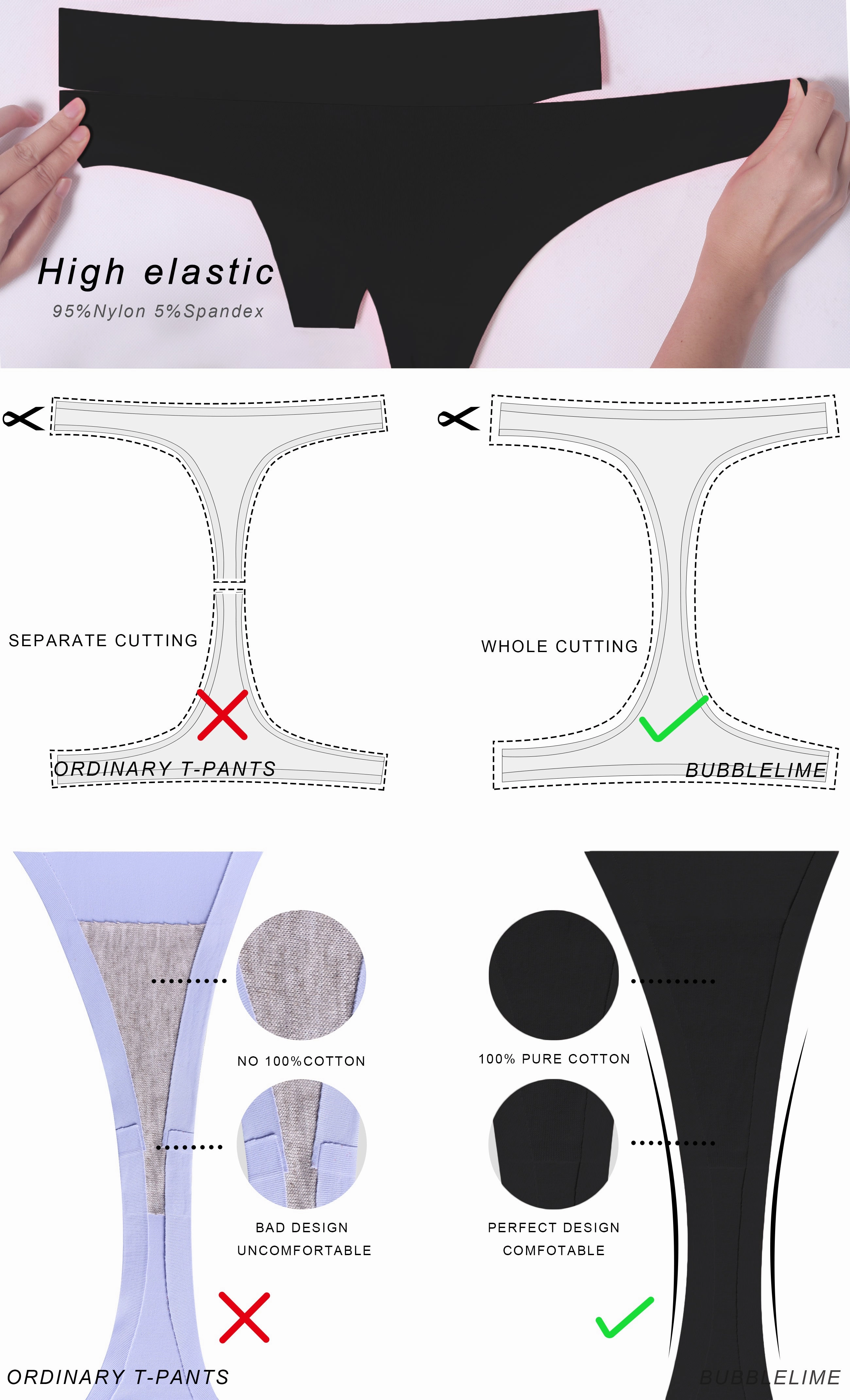 Invisibles Sports Thongs underwear Black_Running