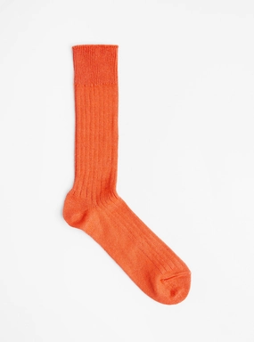 Linen Cotton Socks Orange Red