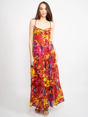 Long Dress with Multicolor Buttons