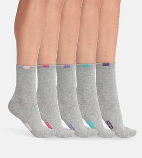 Lot de 5 paires de chaussettes femme coton mélangé Gris Clair ECODIM