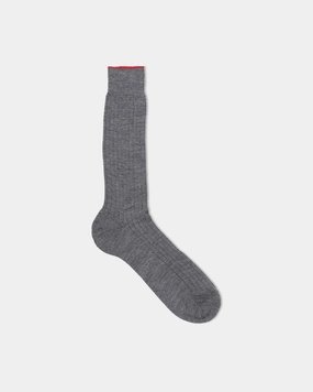 MED GREY WOOL MID-CALF SOCKS