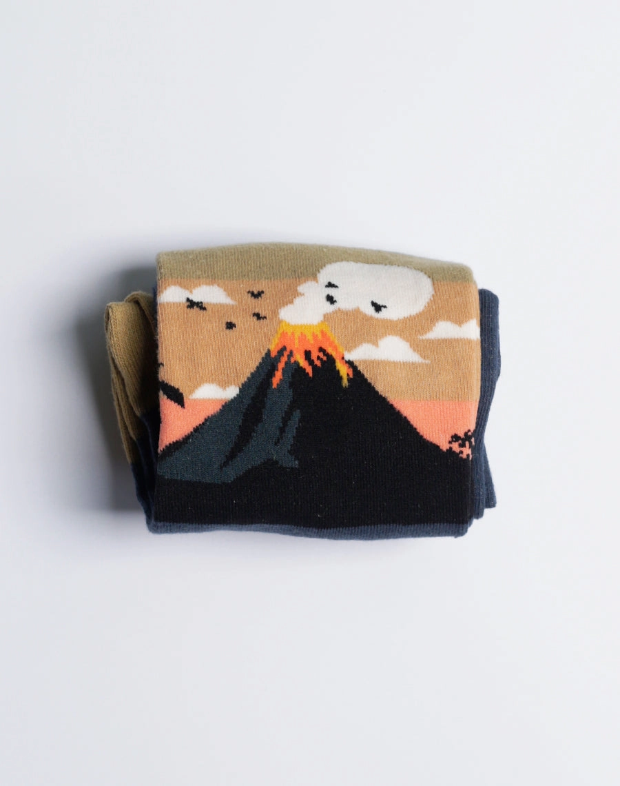 Men's Lava Land Volcano Hawaiian Crew Sock