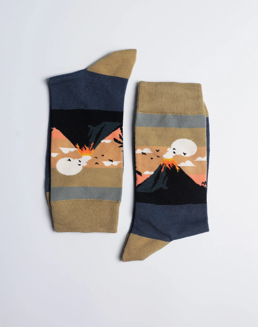 Men's Lava Land Volcano Hawaiian Crew Sock