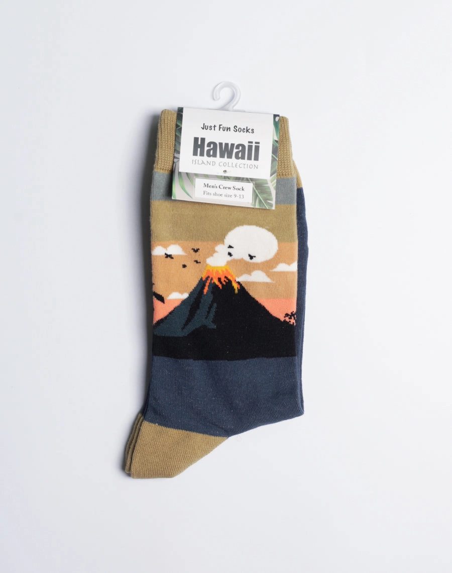 Men's Lava Land Volcano Hawaiian Crew Sock